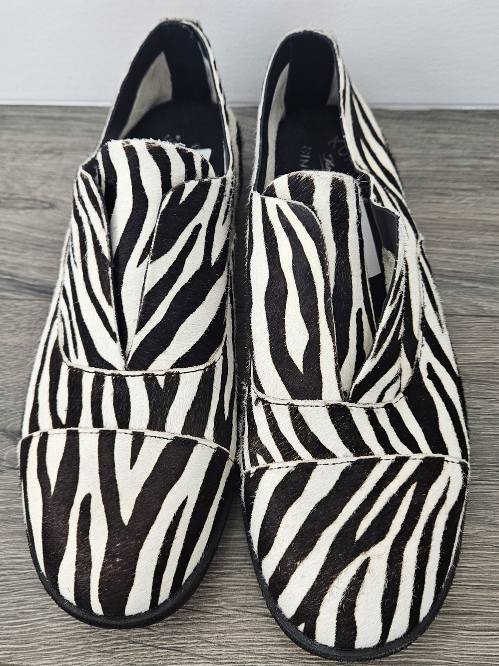 Zebra Brown White Dyed Calf Hair Upper Slip On Loafer Kork-Ease Size 6.5 M